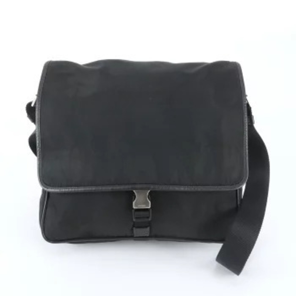 Prada Tessuto Triangle Leather Crossbody Bag White